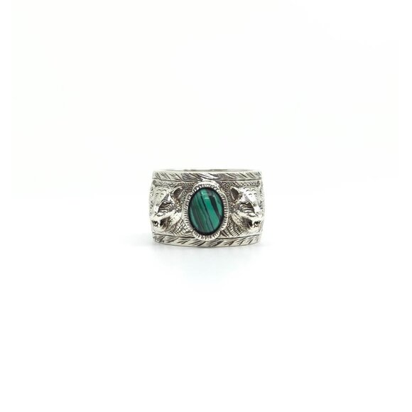 Gucci Jewelry - Gucci Sterling Silver Garden Malachite Ring Size 20EU 9US